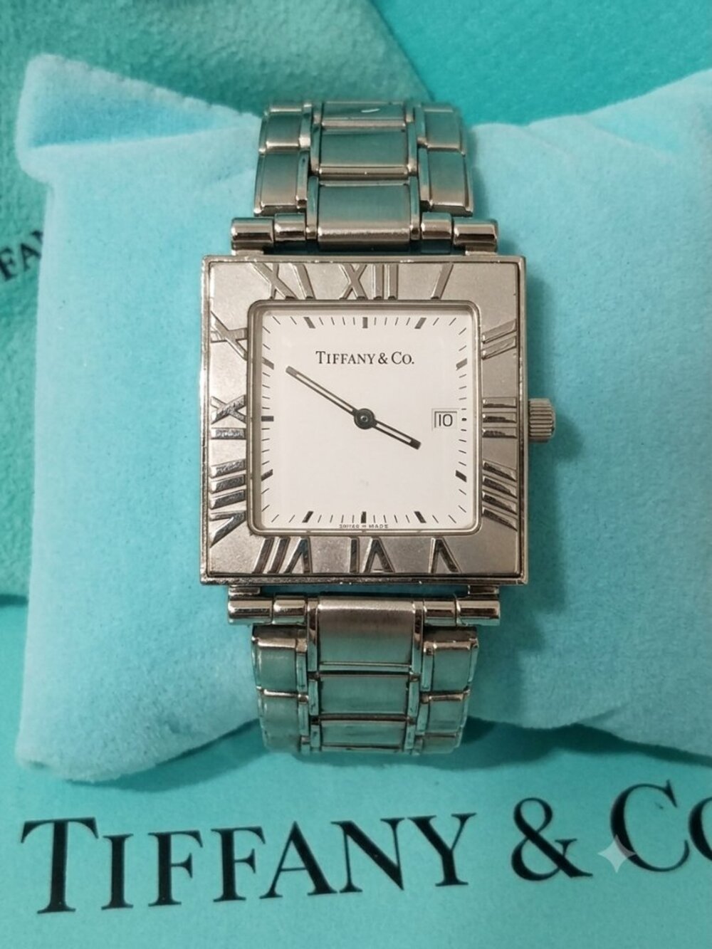 Tiffany & Co. Iconic Atlas Stainless Steel Swiss Made Square Watch - Picture 2 of 16